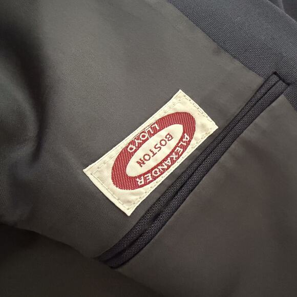 Vtg Alexander Lloyd Boston Navy Blazer Mens 44L Hopsack USA Gold Buttons Preppy - Picture 6 of 10